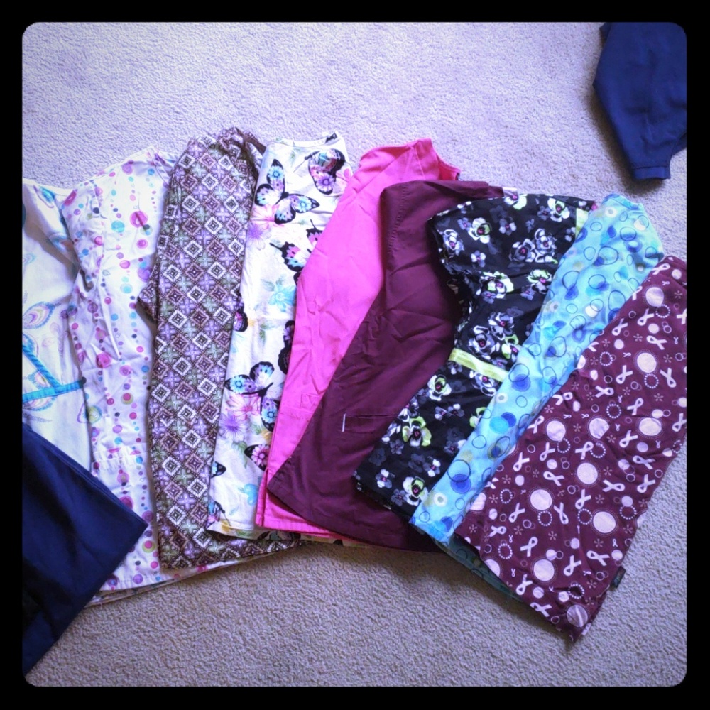 large and medium scrub tops